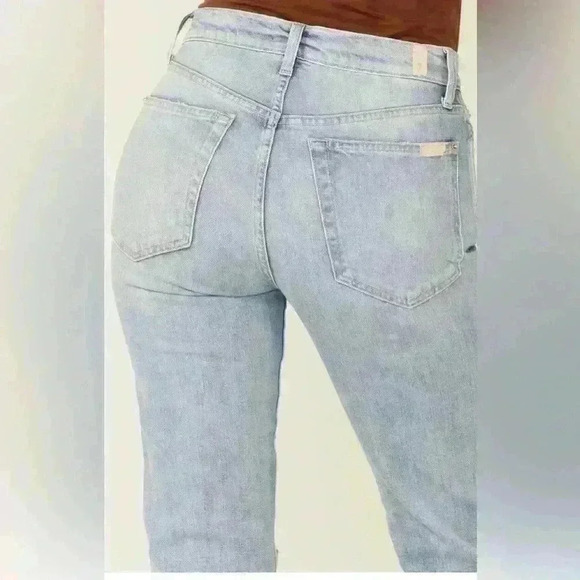 NWT 7 For All Mankind Women’s High Rise Crop Western Goth Denim Jeans  size 31 - Picture 3 of 15